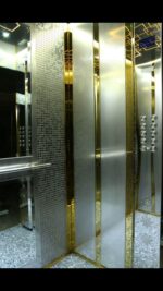 کابین رنگ طلایی تمام استیل طرح دار