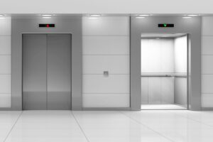 Gray luxury elevator cabin
