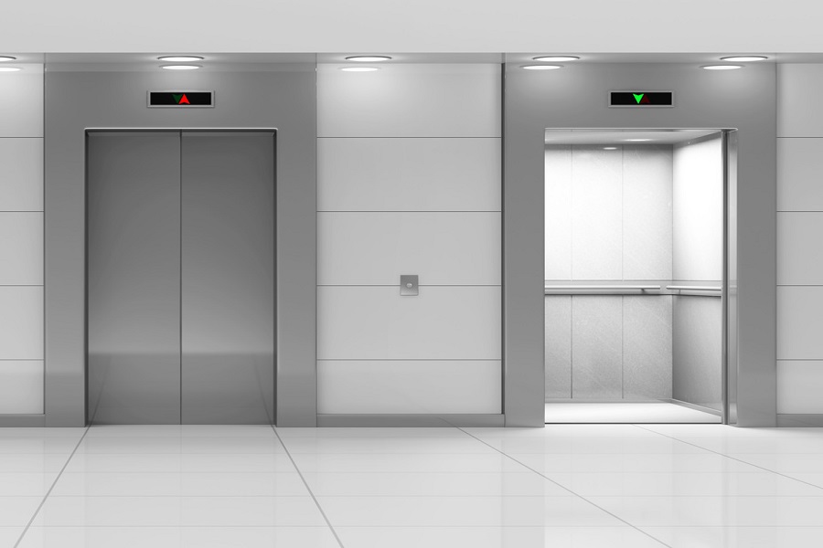 Gray luxury elevator cabin